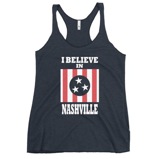 I Believe In Nashville Navy Women's Racerback Tank